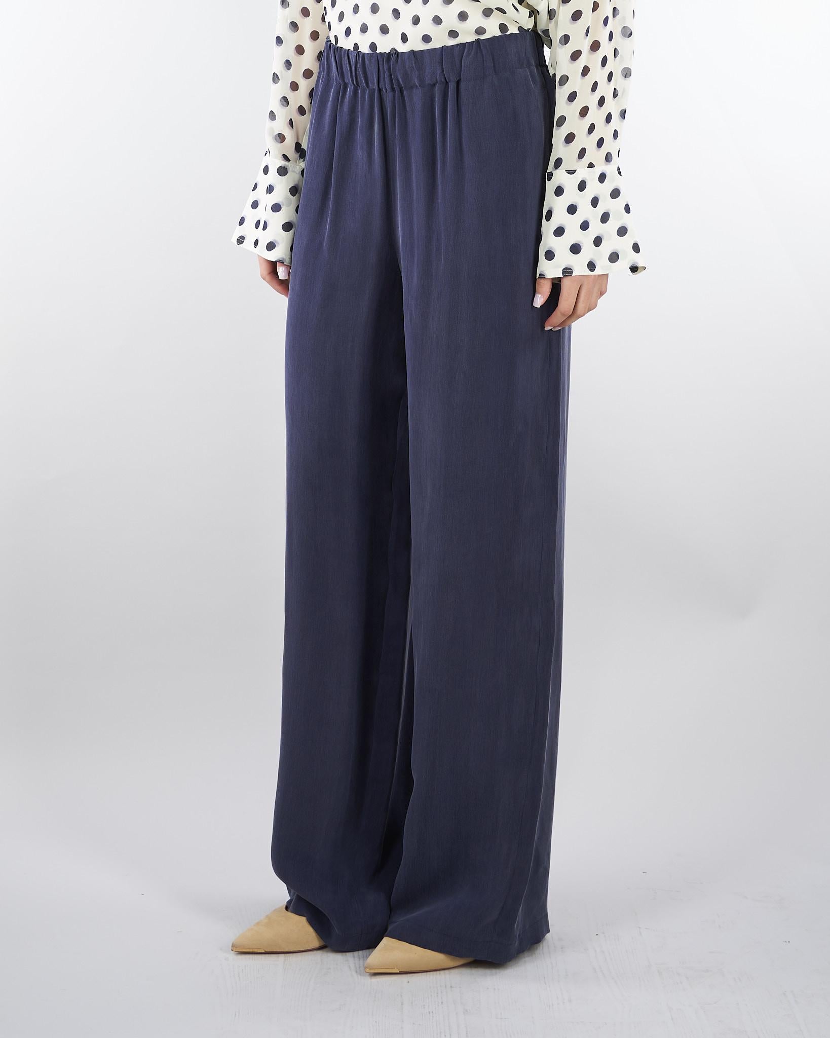 Pantaloni Blu ampi in tessuto fluido PBBUNDICI 3 PENNY BLACK 