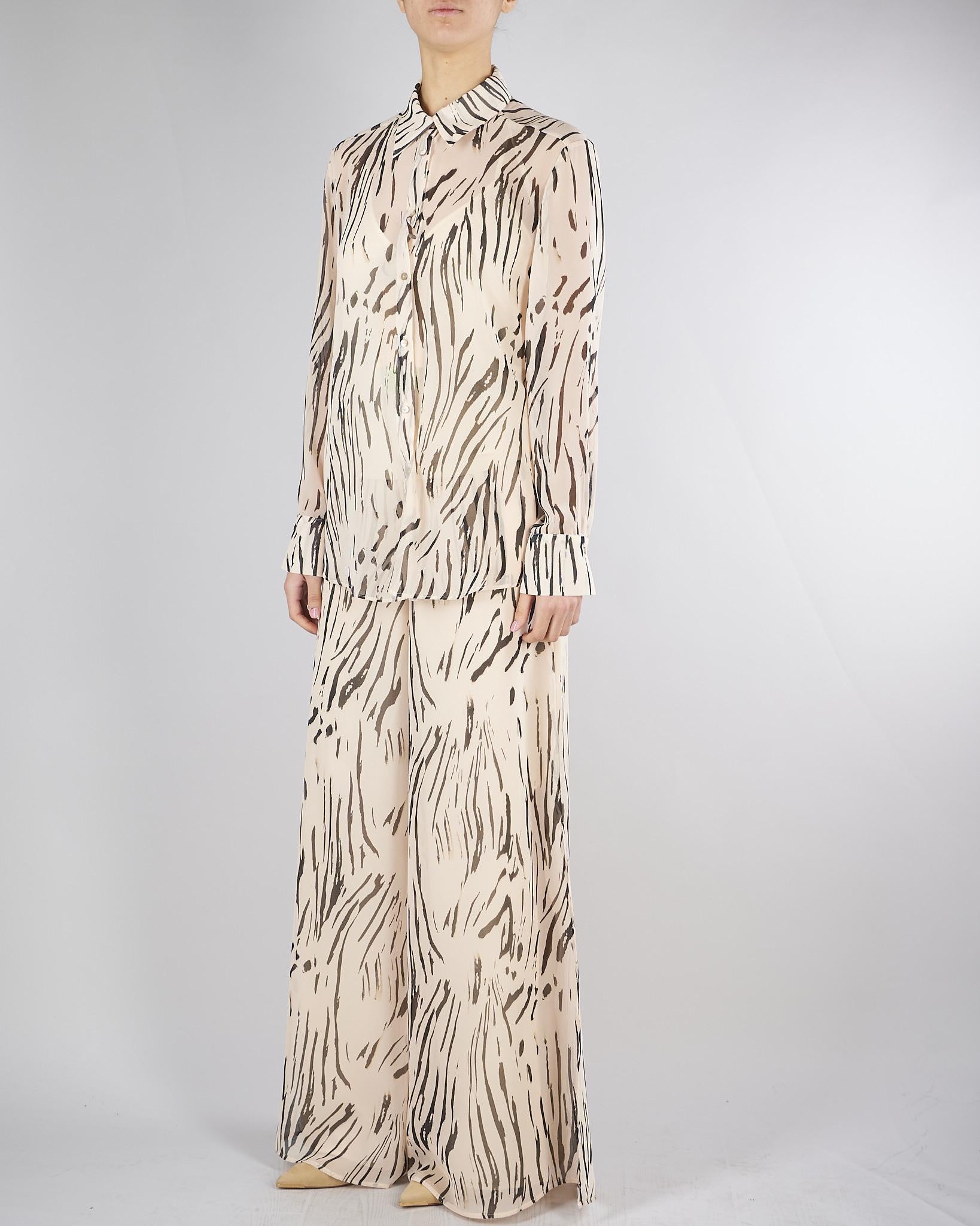 Camicia Crema-Nero in georgette stampata PBPGIRAFFA 9 PENNY BLACK 