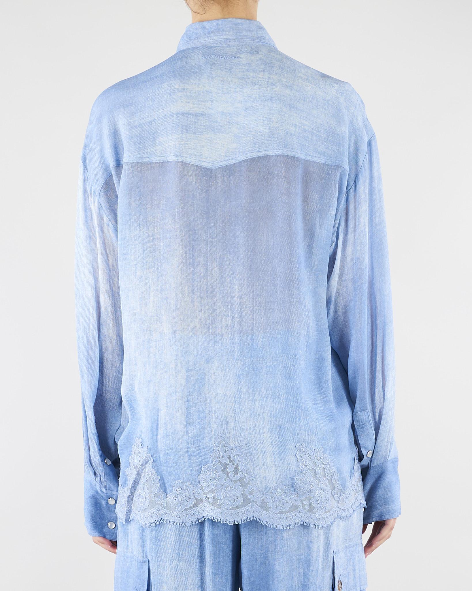 Camicia in georgette con stampa Denim e pizzo ricamato D48EK021EB5 MF156 ERMANNO BY ERMANNO SCERVINO 