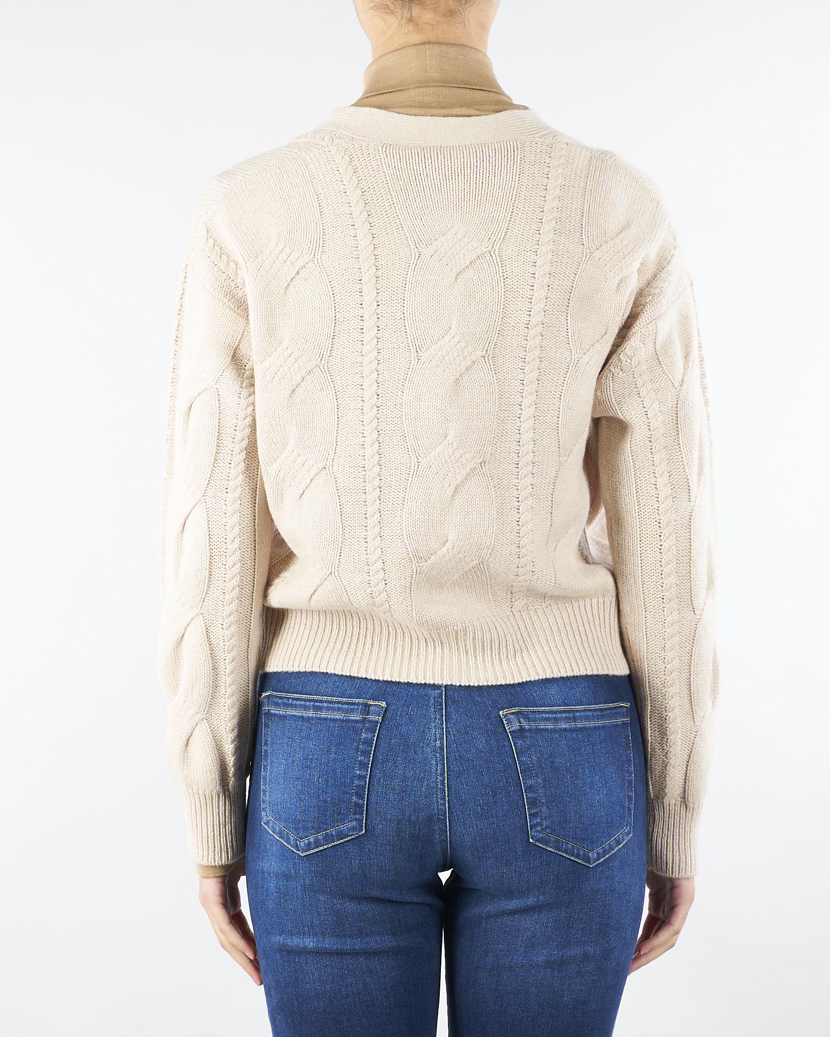 Cardigan Beige in lana e cachemire a trecce ALADINO 2 MAX MARA STUDIO 