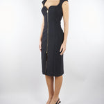 Abito Nero in doppio crêpe stretch AB90061E2 110 ELISABETTA FRANCHI 