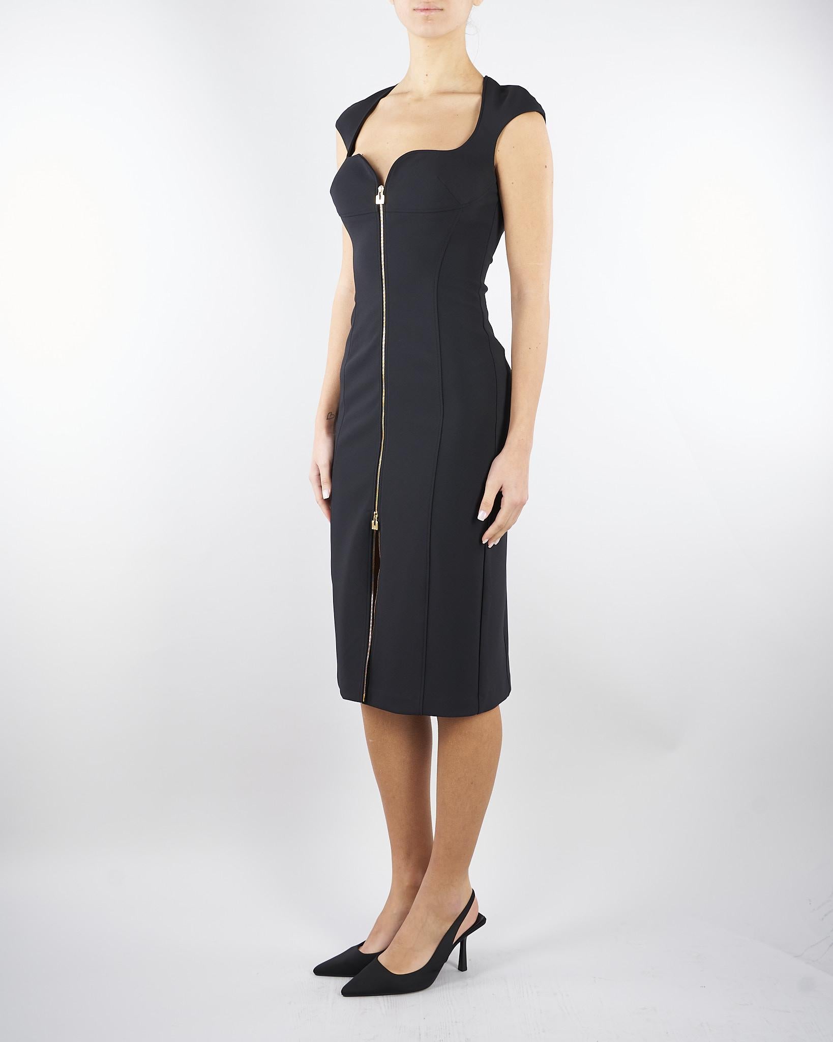 Abito Nero in doppio crêpe stretch AB90061E2 110 ELISABETTA FRANCHI 