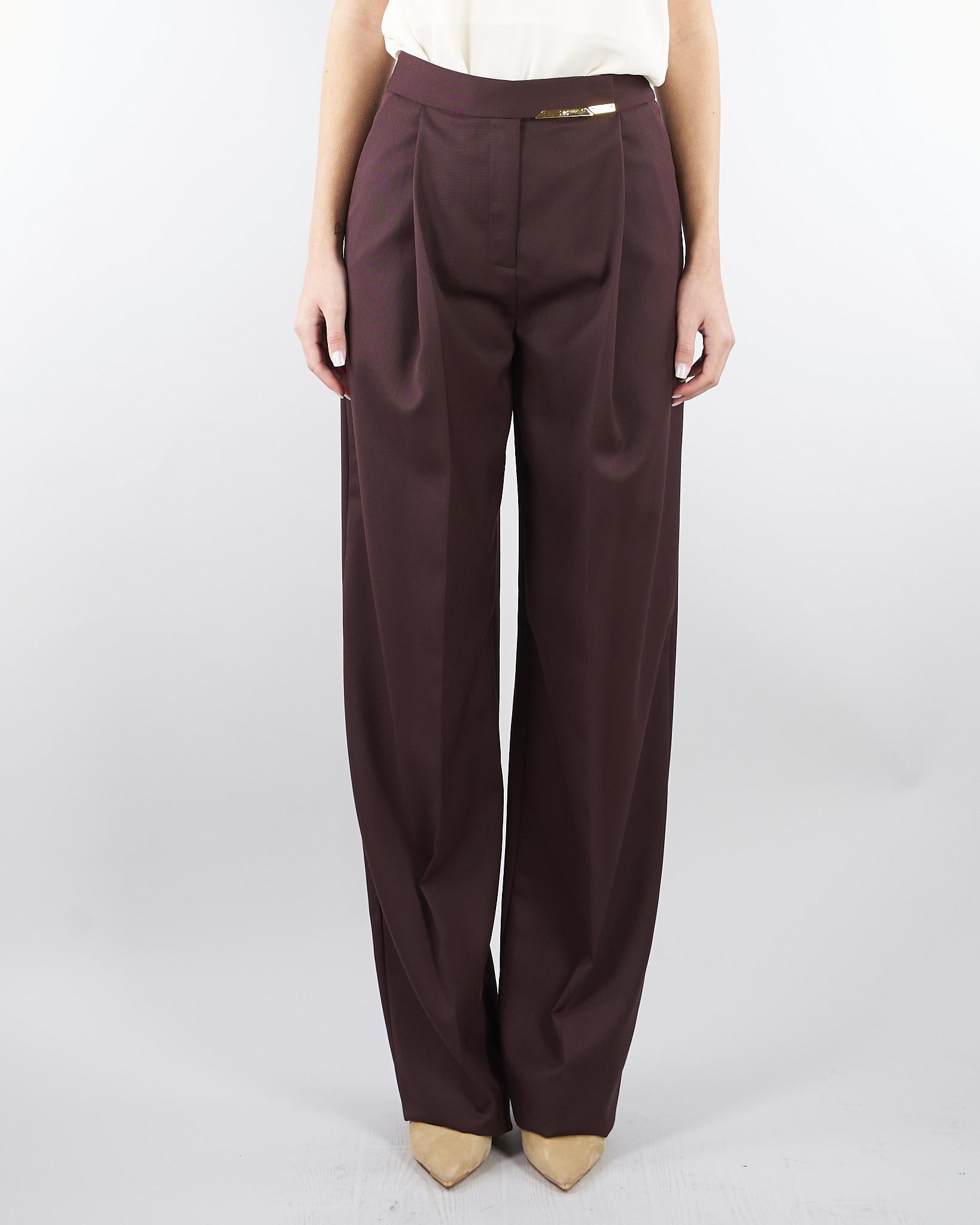 Pantaloni Cacao in fresco lana con placca gioiello PA15761E2 644 ELISABETTA FRANCHI 