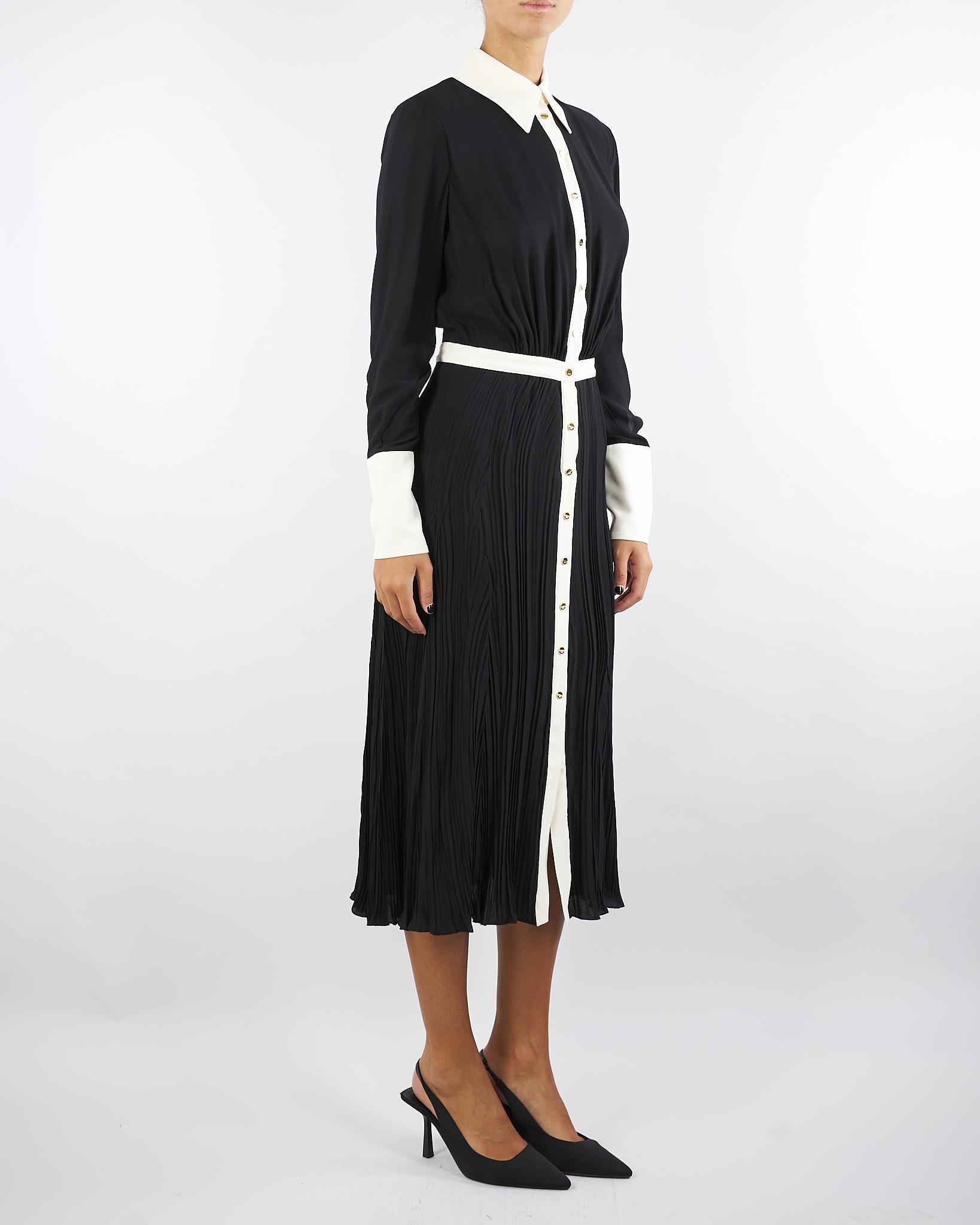 Abito Nero-Milk color-block in georgette di viscosa ABT0256E2 EF3 ELISABETTA FRANCHI 