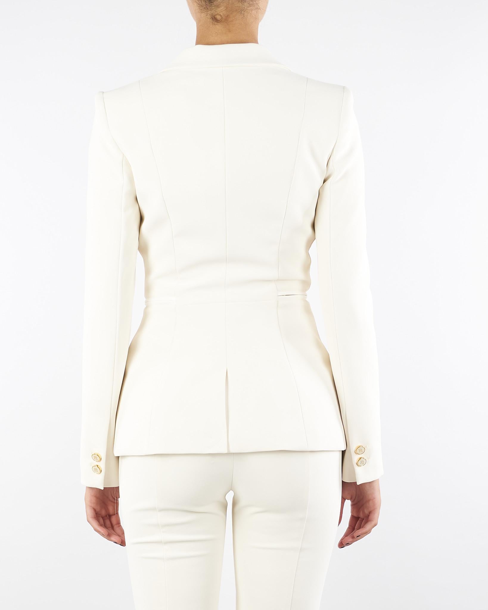 Giacca Milk in crêpe leggero con dettagli zip GI17256E2 DZ9 ELISABETTA FRANCHI 