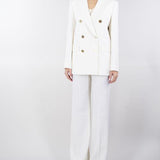 Pantalone dritto in satin di lana