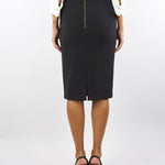 Gonna Nero in crêpe con logo gioiello GO13756E2 110 ELISABETTA FRANCHI 