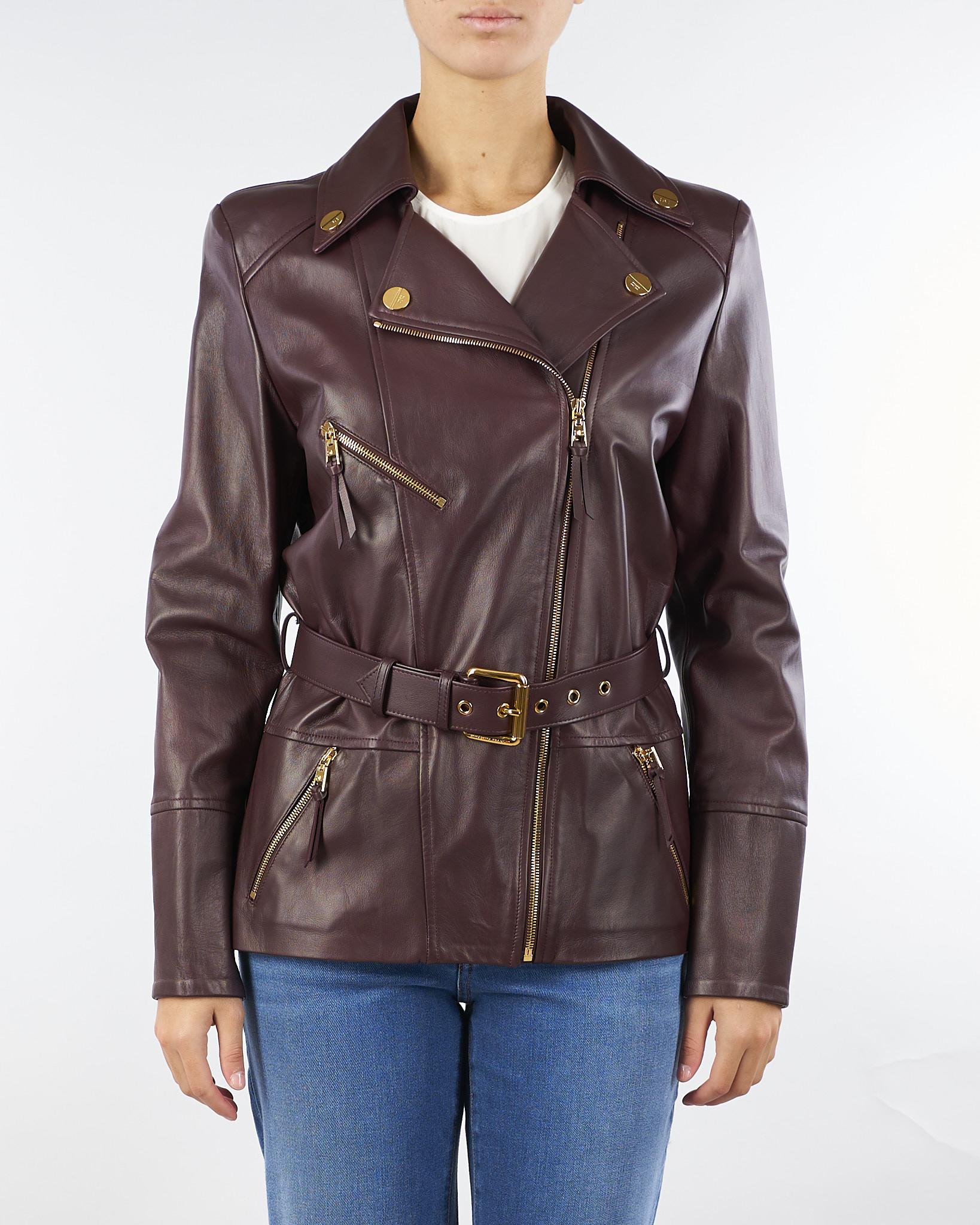 Giacca Merlot biker in pelle GD50Z56E2 EA4 ELISABETTA FRANCHI 