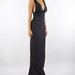 Abito Nero Red Carpet in georgette e crêpe con cristalli ABR2457E2 110 ELISABETTA FRANCHI 