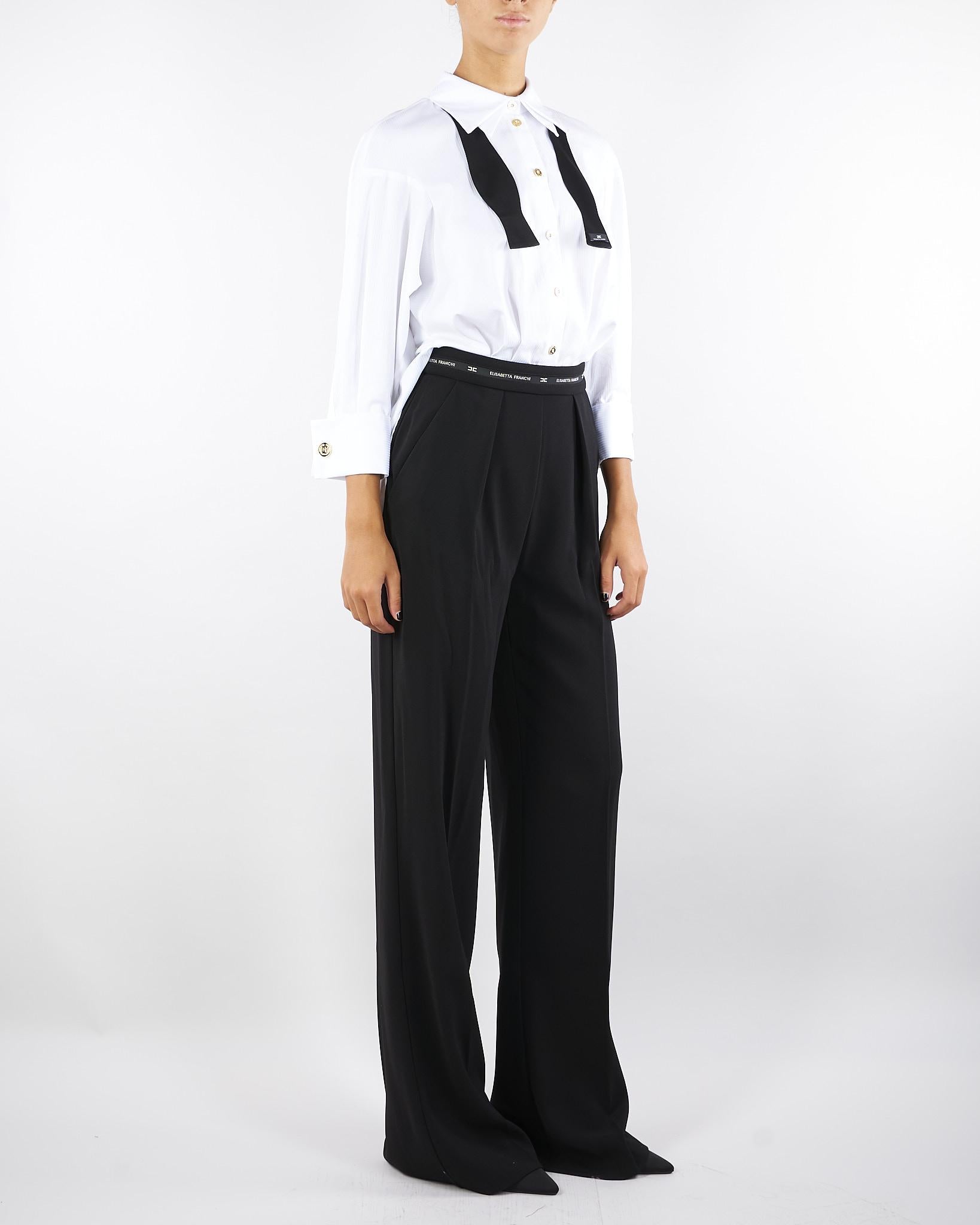 Tuta Bianco-Nero in popeline e crêpe leggero TU05656E2 221 ELISABETTA FRANCHI 