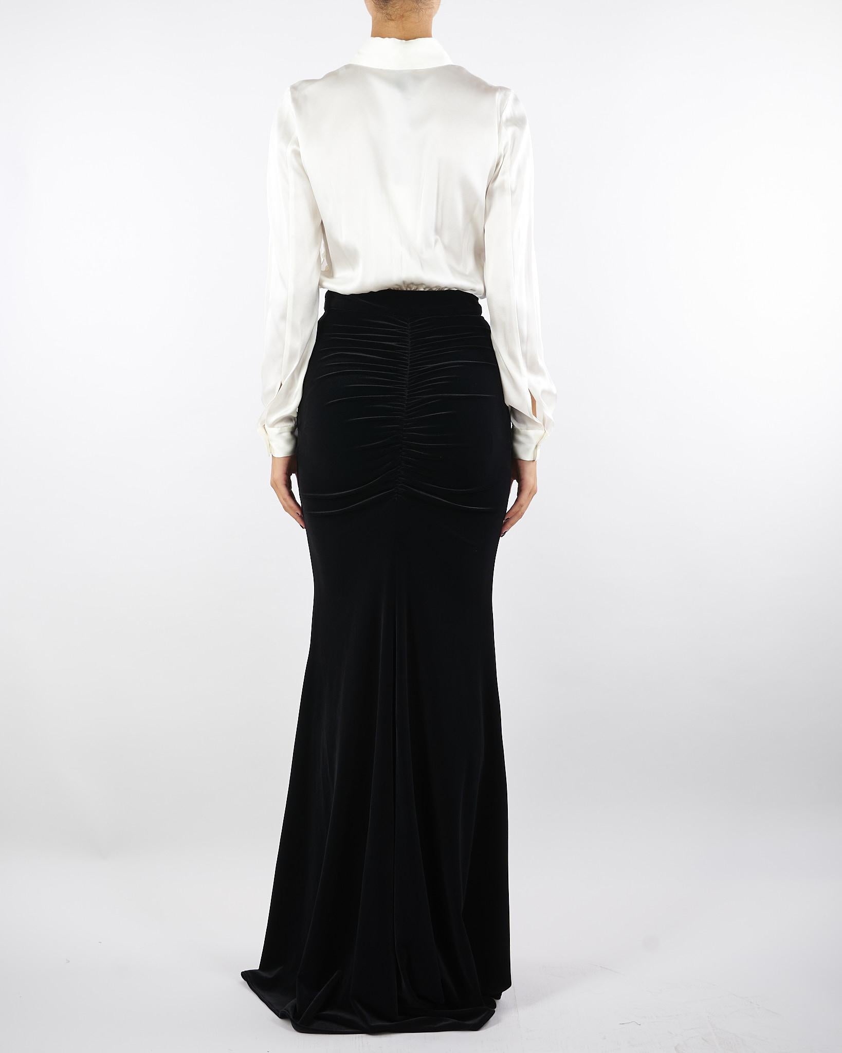 Abito Avorio-Nero Red Carpet in raso e velluto ABR4657E2 309 ELISABETTA FRANCHI 