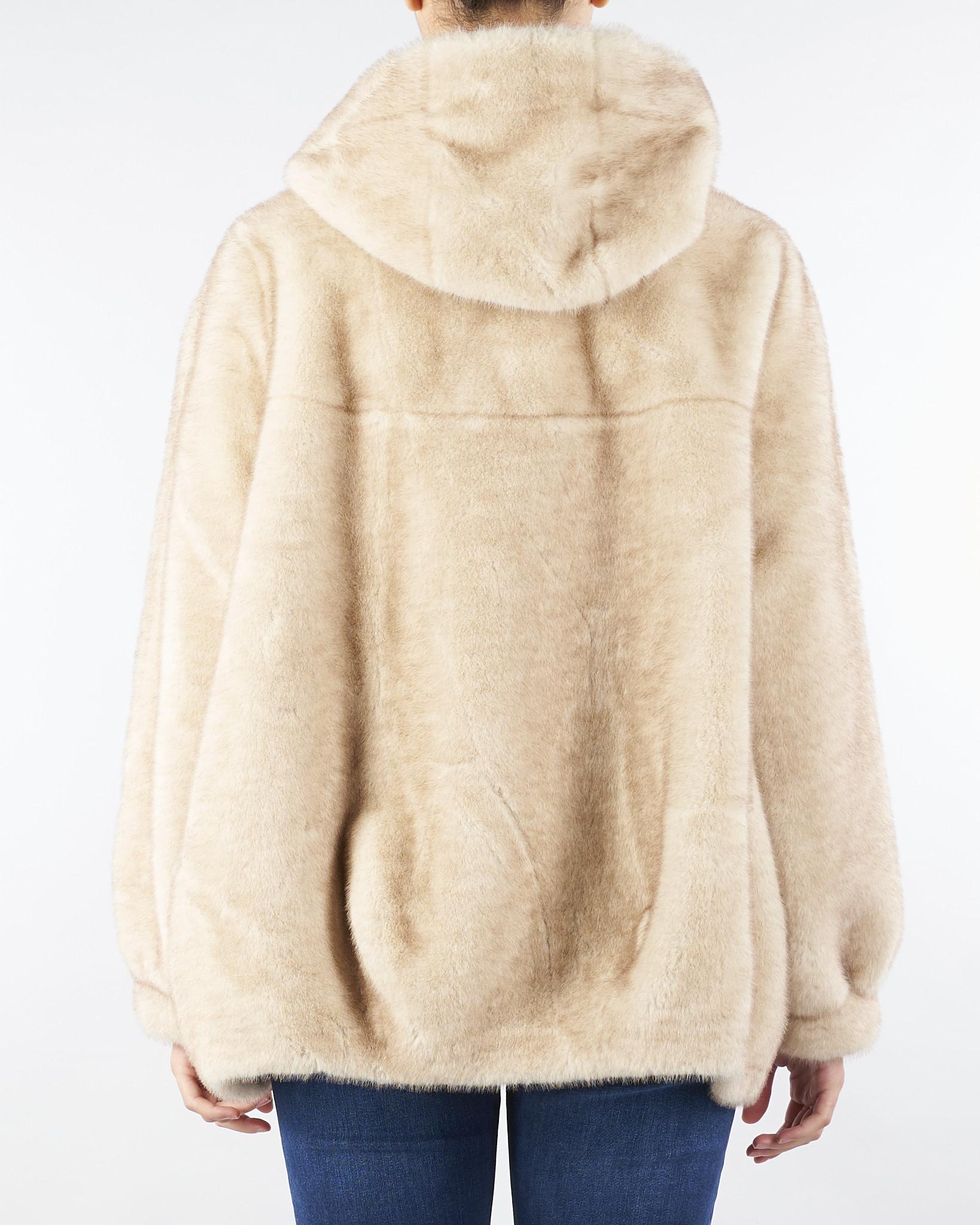 Ecopelliccia Beige con cappuccio e bottoni gioiello NS204 30 NO SECRETS 