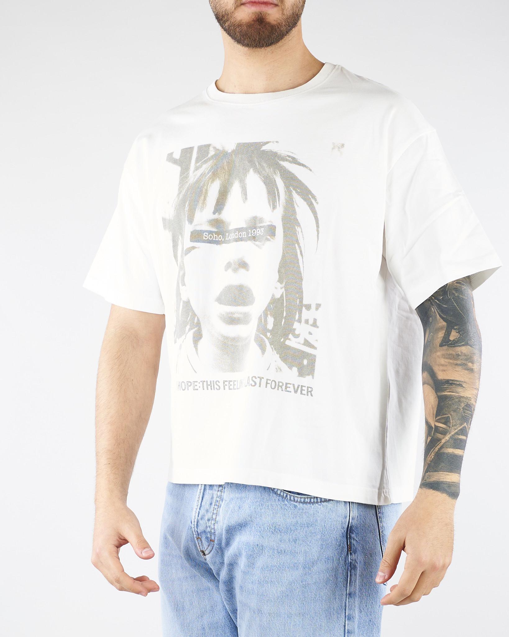 T-shirt Boxy Bianco con stampa HTEM321802 214 ACUPUNCTURE 