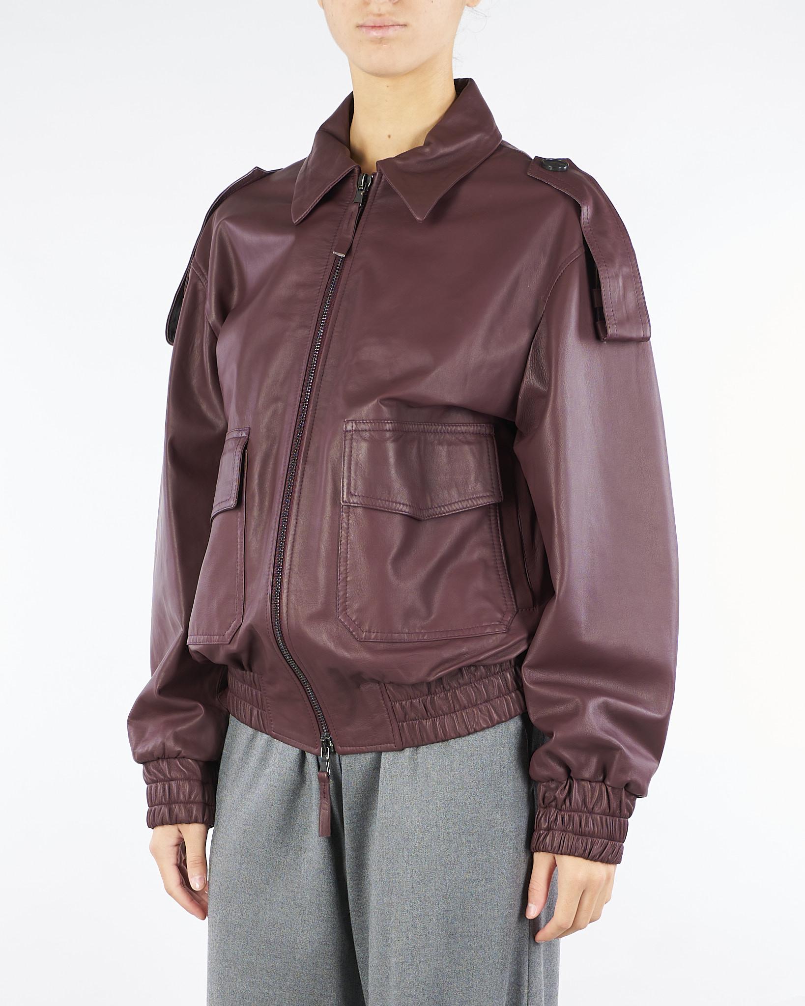 Bomber Bordeaux In Vera Pelle Oversized<BR/> TF0273 38 VICOLO 