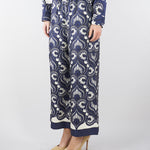 Pantalone Blu-Bianco in seta stampata. WKDOTTICO 1 MAX MARA WEEKEND 