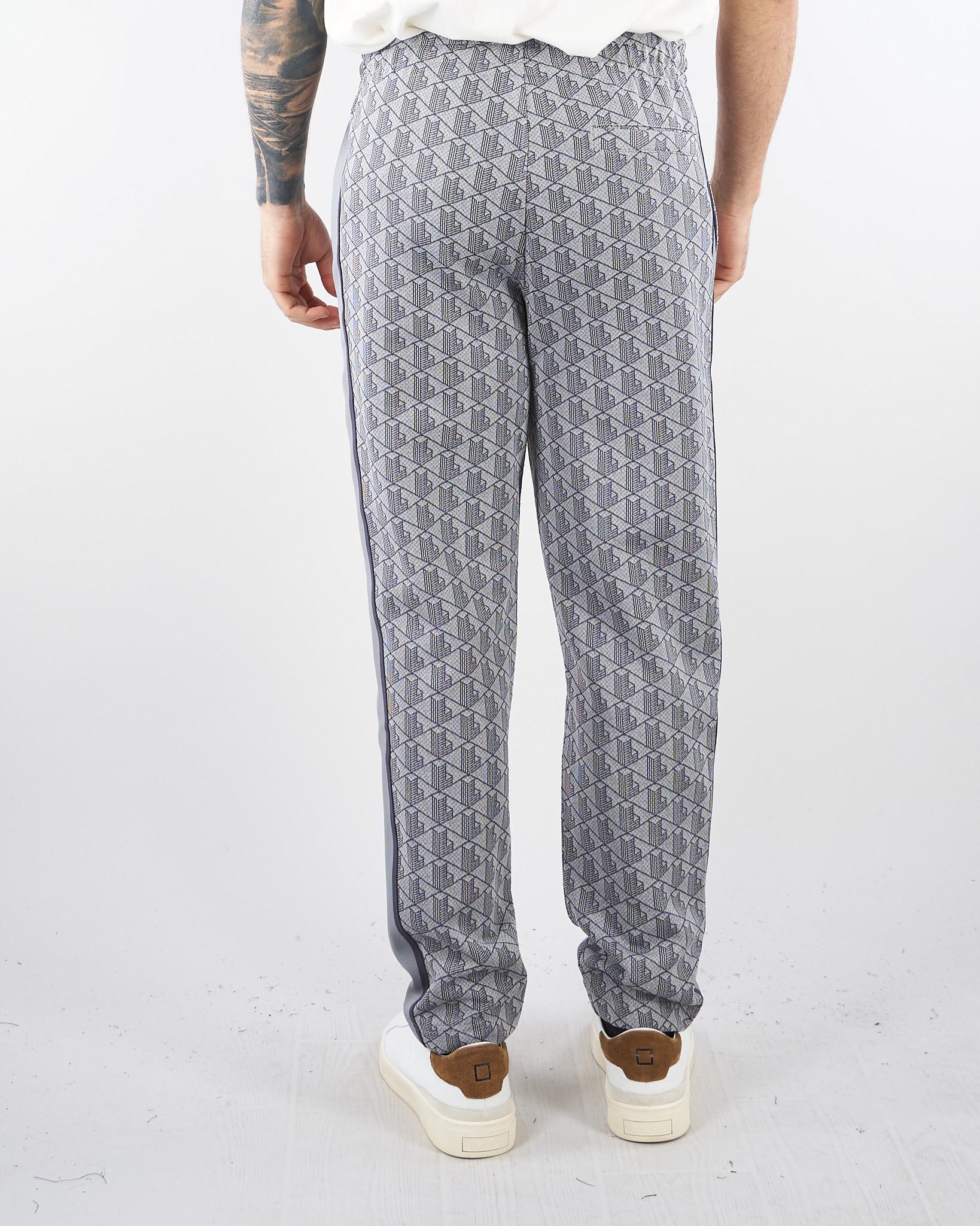Pantalone Grigio in felpa jacquard monogram con logo XH1440 41I LACOSTE 