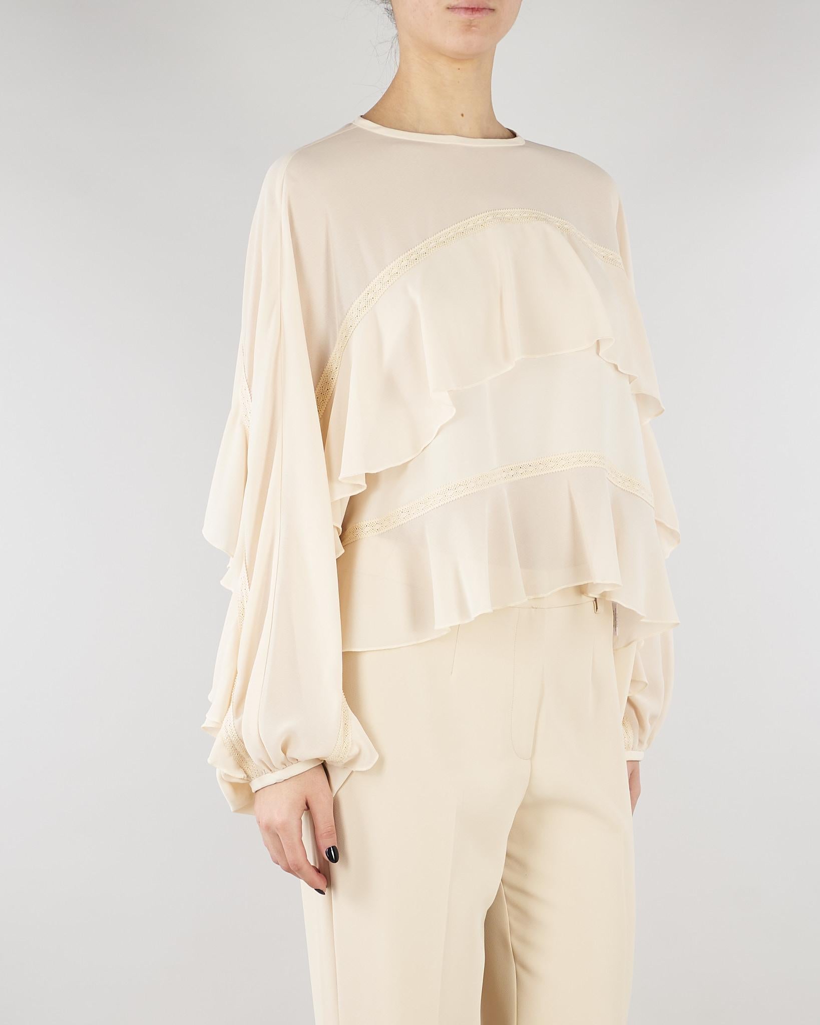 Blusa Fuji crema con balze FUJI 690 NENETTE 