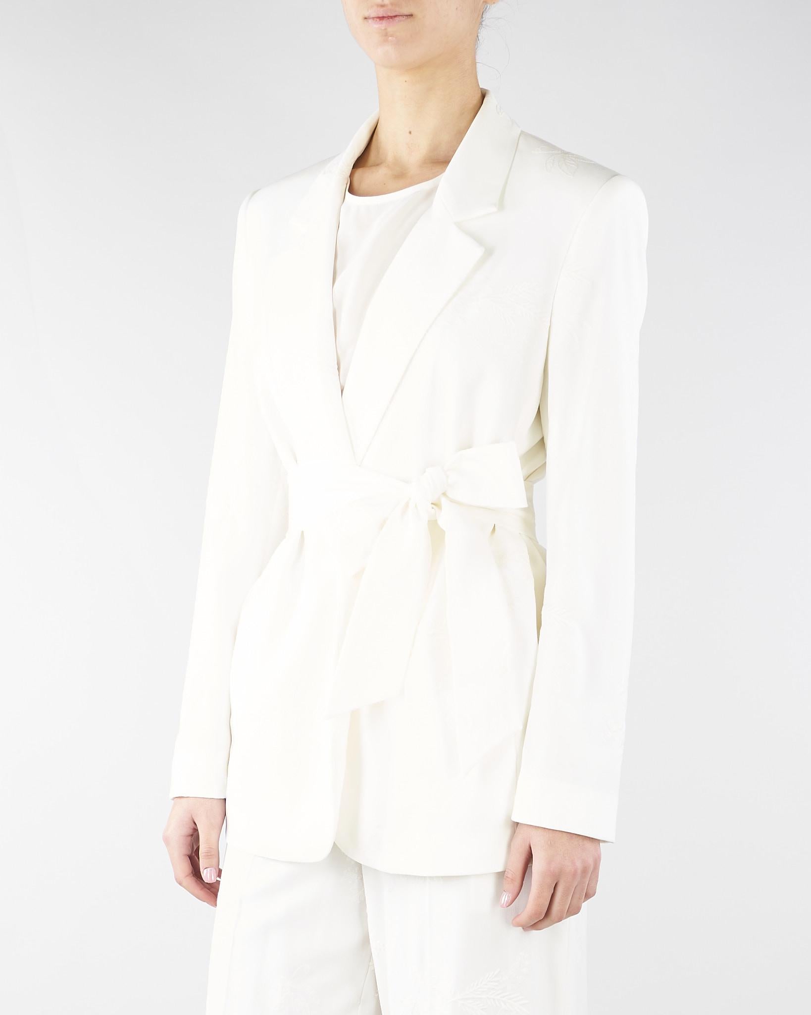 Giacca blazer Bianco ricamata con cintura TE2020 381 TWIN SET 
