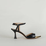 Sandalo in pelle con tacco gold Francesco Sacco