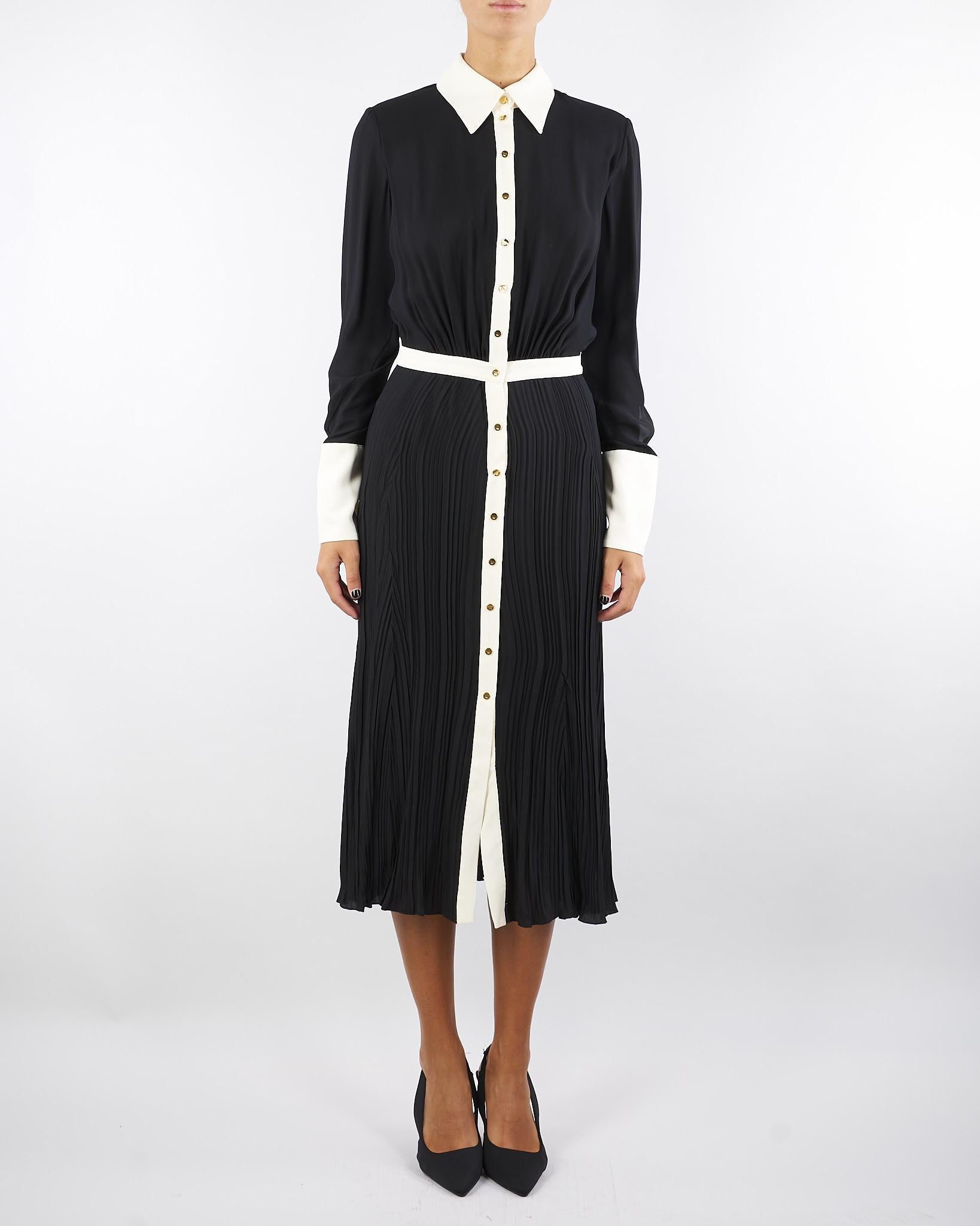 Abito Nero-Milk color-block in georgette di viscosa ABT0256E2 EF3 ELISABETTA FRANCHI 