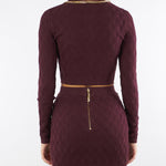 Cardigan Merlot in maglia a rombi con dettaglio gioiello MK29B56E2 EA4 ELISABETTA FRANCHI 