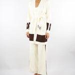 Cardigan Milk-Coffee in viscosa con bande lucide MK02S56E2 EG2 ELISABETTA FRANCHI 