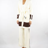 Cardigan Milk-Coffee in viscosa con bande lucide MK02S56E2 EG2 ELISABETTA FRANCHI 