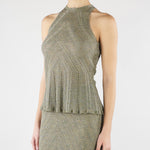 Top halter Verde in maglia di lino con lurex TT3210 13565 TWIN SET 