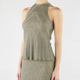 Top halter Verde in maglia di lino con lurex TT3210 13565 TWIN SET 
