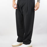 Pantalone Nero Relaxed fit con pences e fondo ampio F5PKMAPA140 110 A PAPER KID 
