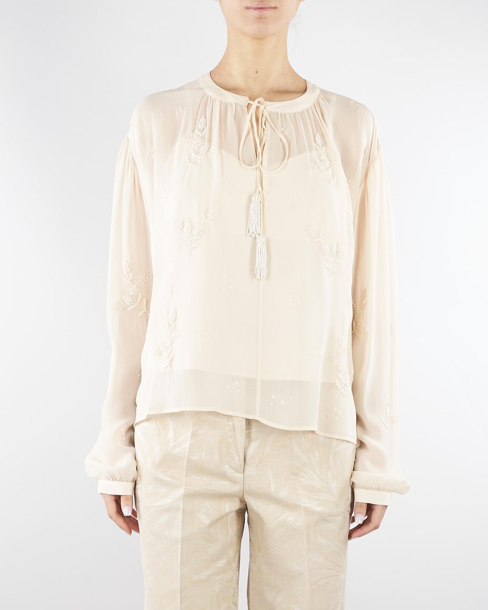 Casacca Crema in georgette ricamata CA151250450268 006 SEVENTY 