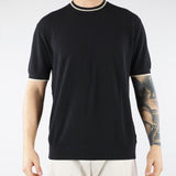 Maglia Nero in puro cotone con profili a contrasto A018F100 9000 PAOLO PECORA 