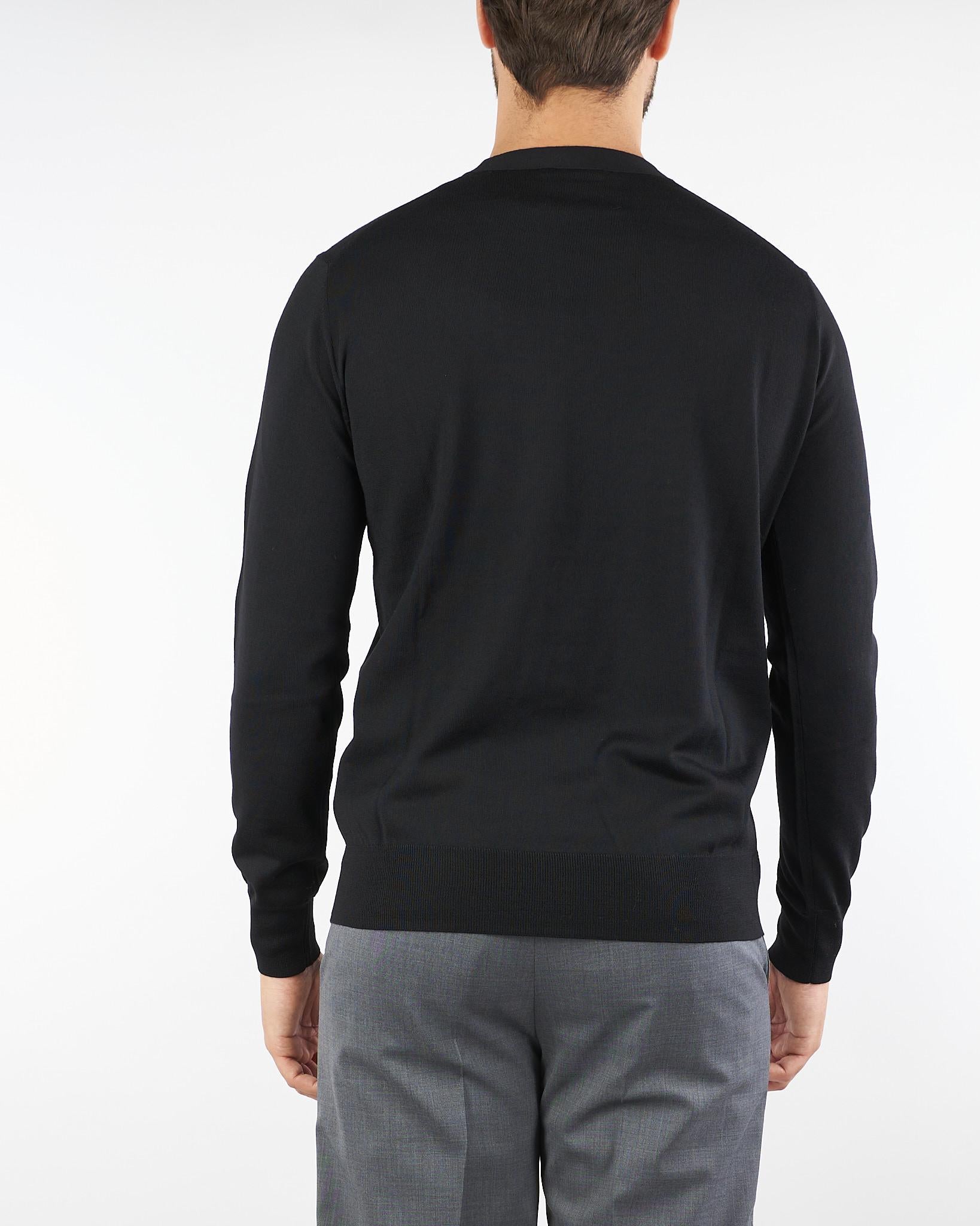 Maglia Nero in pura lana merinos finezza 16 A001F001 9000 PAOLO PECORA 