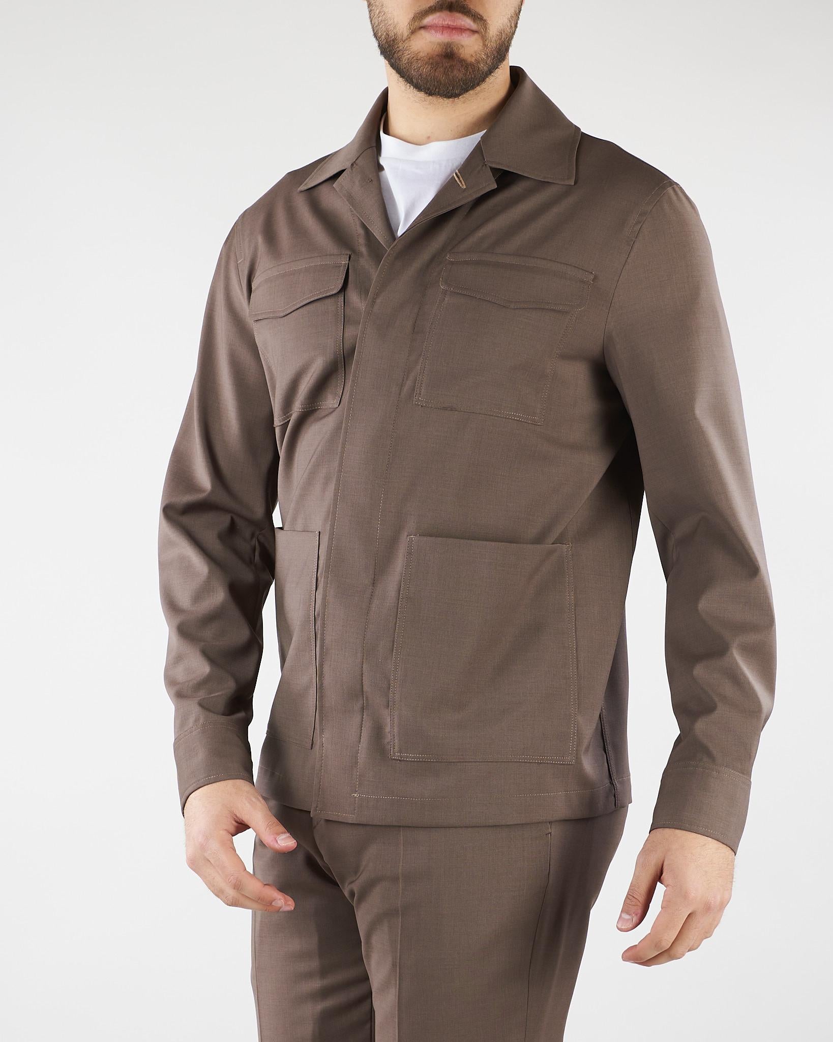 Overshirt Tortora in fresco di lana stretch 4032G2458260000 29 MANUEL RITZ 