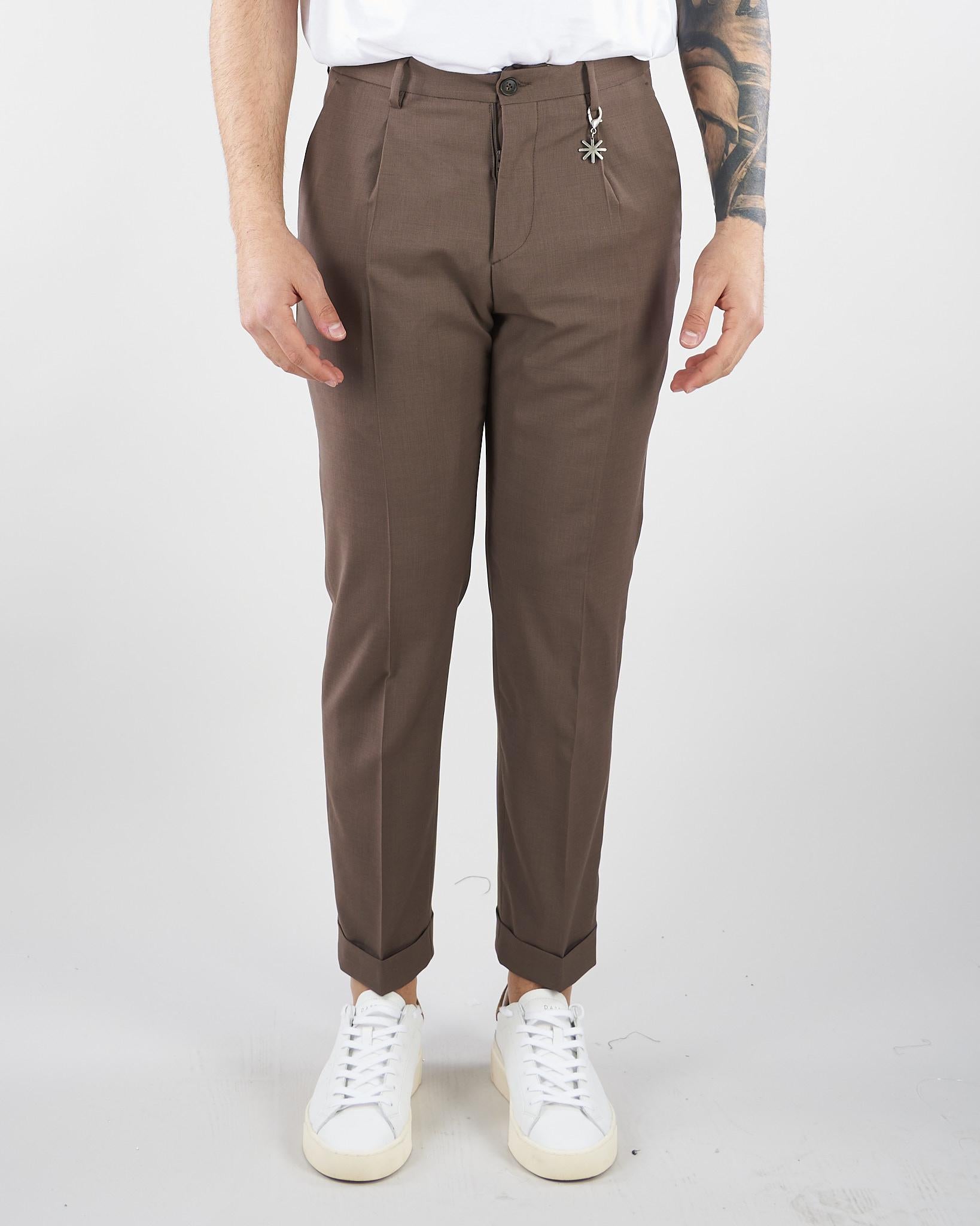 Pantalone Chino Tortora in fresco di lana 4032P1658260000 29 MANUEL RITZ 