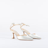 Slingback argento con cinturino alla caviglia