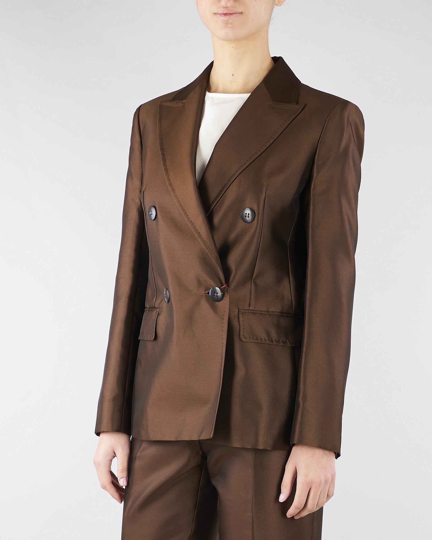 Blazer doppiopetto Marrone in shantung MSTPECCATI 2 MAX MARA STUDIO 