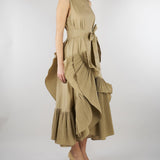 Abito Beige con balze plissettate M6EL00 981 MEIMEIJ 