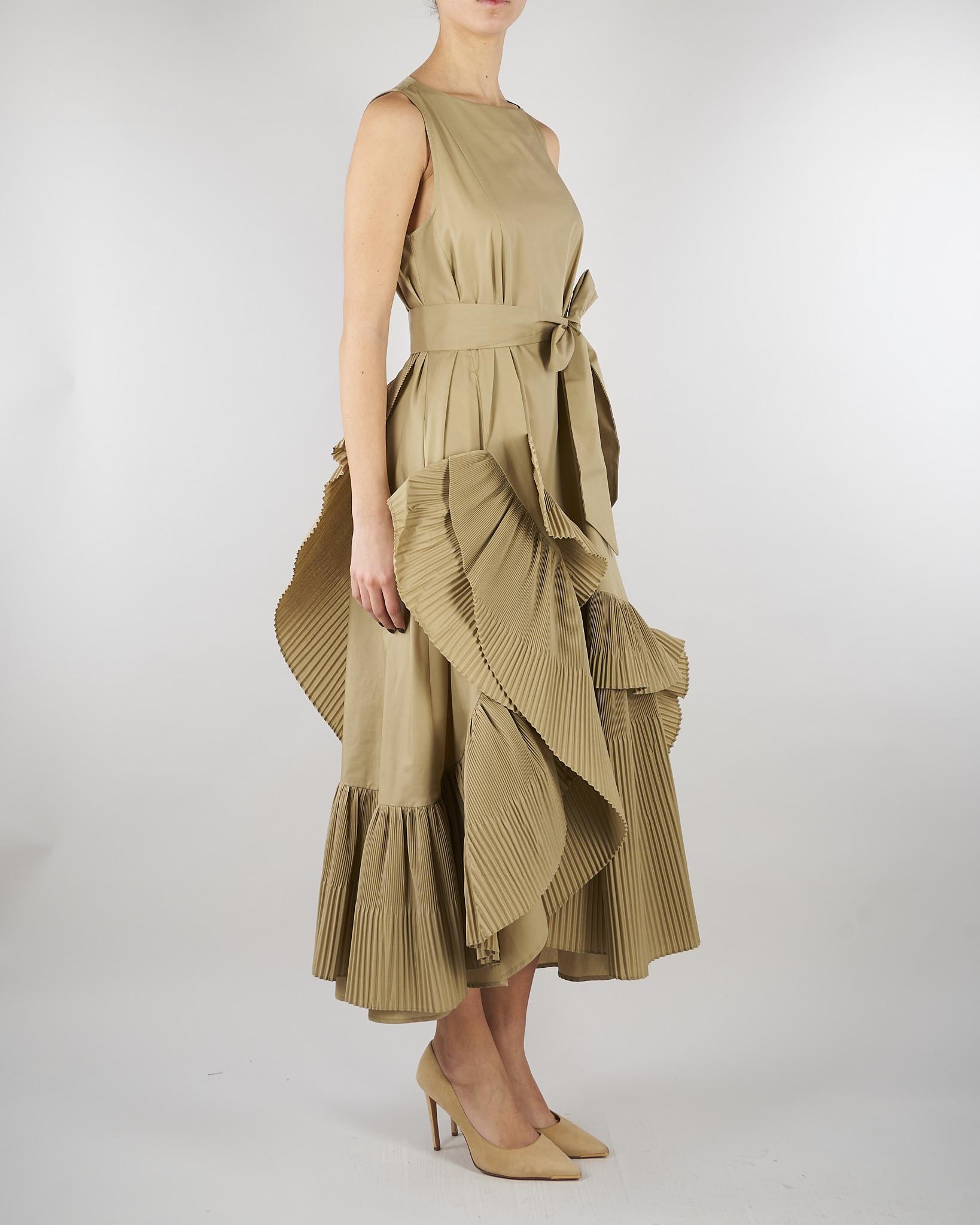 Abito Beige con balze plissettate M6EL00 981 MEIMEIJ 