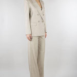 Pantalone Gessato Beige wide leg TAB0227 35 VICOLO 
