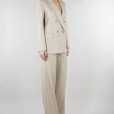Pantalone Gessato Beige wide leg TAB0227 35 VICOLO 