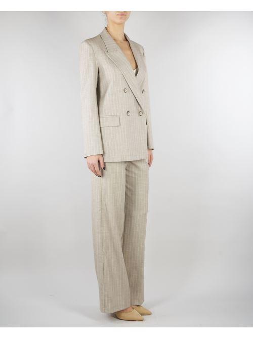 Pantalone Gessato Beige wide leg TAB0227 35 VICOLO 