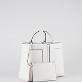 Borsa Tote grande Avorio con logo in rilievo