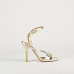 Sandalo Oro in pelle lamè con tacco con frange W395 50 WO MILANO 