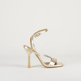 Sandalo Oro in pelle lamè con tacco con frange W395 50 WO MILANO 