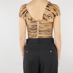 Body Cammello in jersey con stampa tigre BO03362E2 470 ELISABETTA FRANCHI 