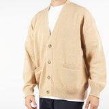 Cardigan Cammello in pura lana e cashmere relaxed fit F5PKMACA037 178 A PAPER KID 