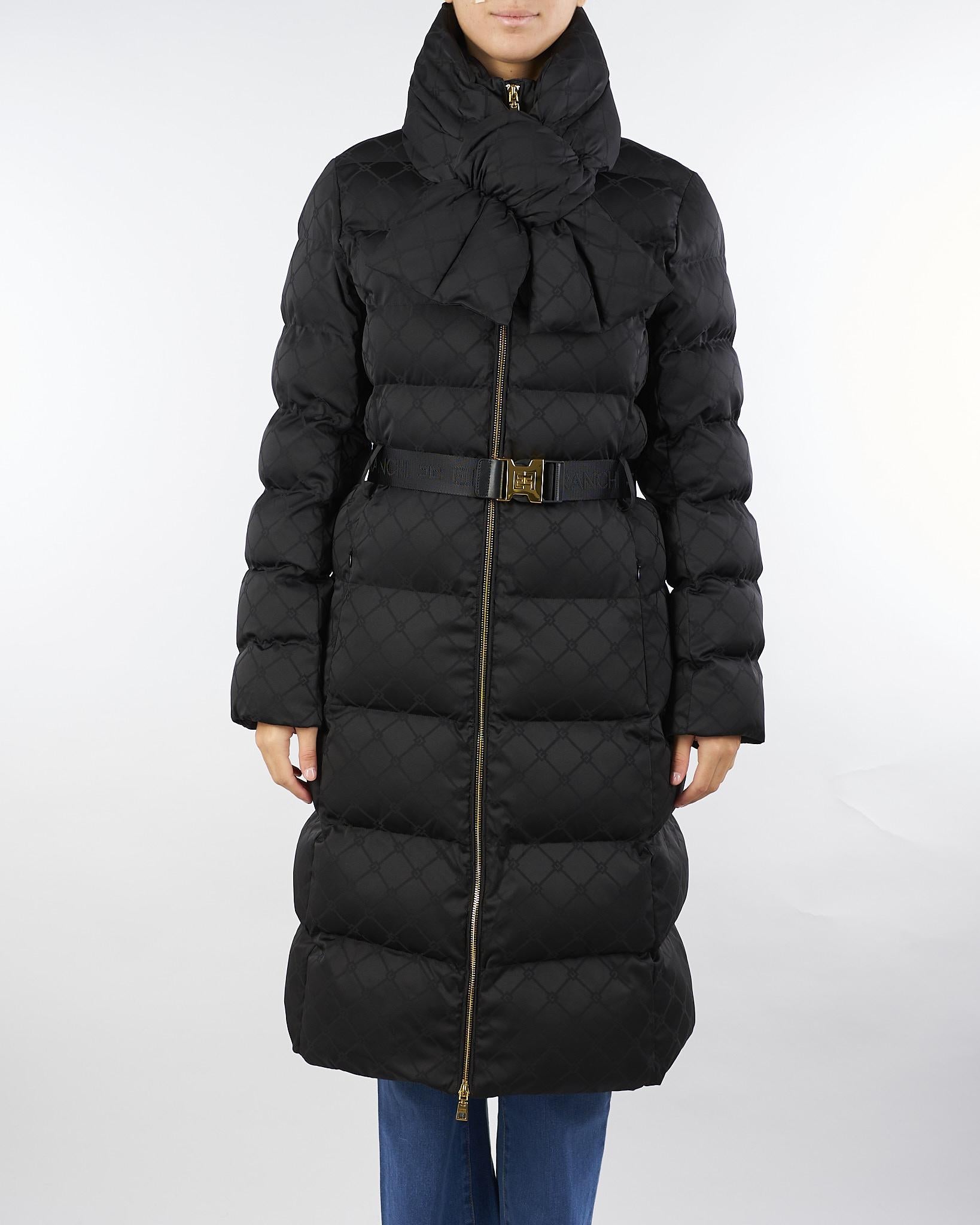 Piumino Nero in tessuto vela jacquard PI84D56E2 110 ELISABETTA FRANCHI 