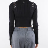 Maglia Nero glam rock aderente 2K0320K291 K103 PATRIZIA PEPE 