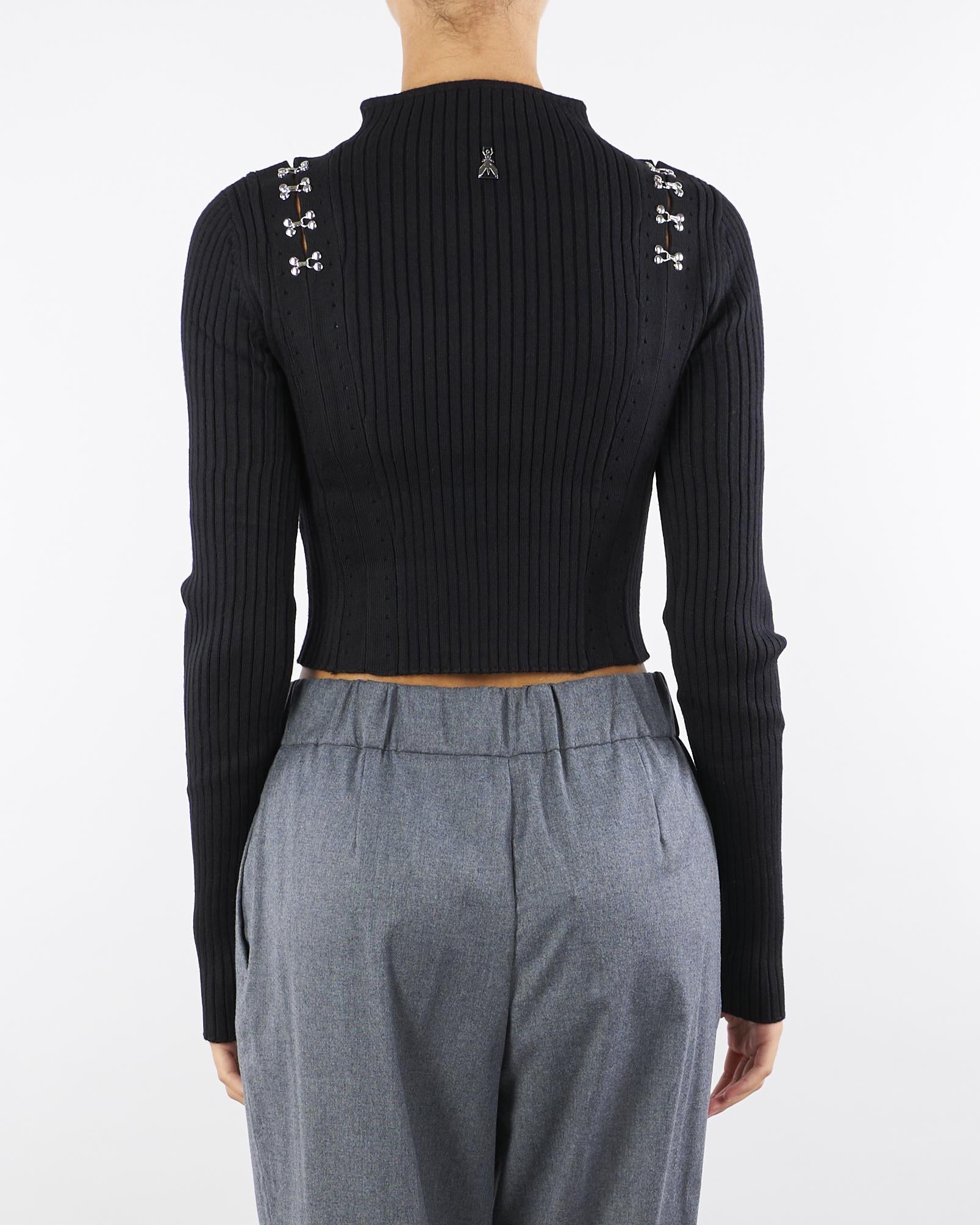 Maglia Nero glam rock aderente 2K0320K291 K103 PATRIZIA PEPE 